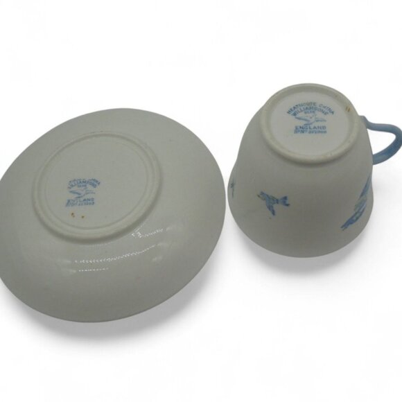 HEATHCOTE Williamsons Blue Bird Cup and Saucer Set 1930s England Vintage - Picture 12 of 12